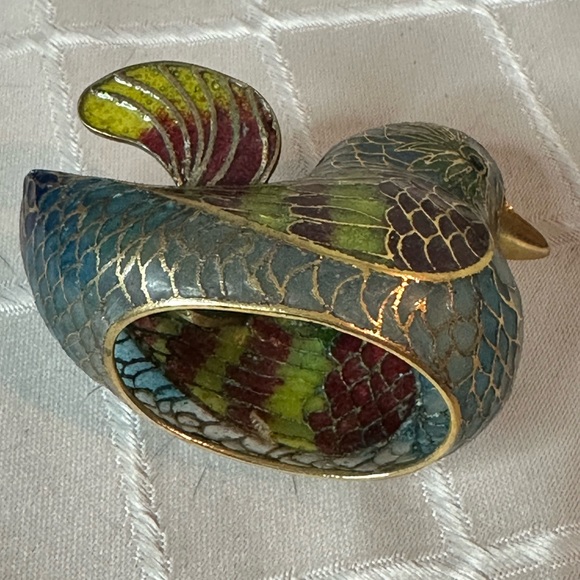 Vintage Chinese Plique A Jour Cloisonne Transparent Enamel Mandarin Ducks - Picture 12 of 16